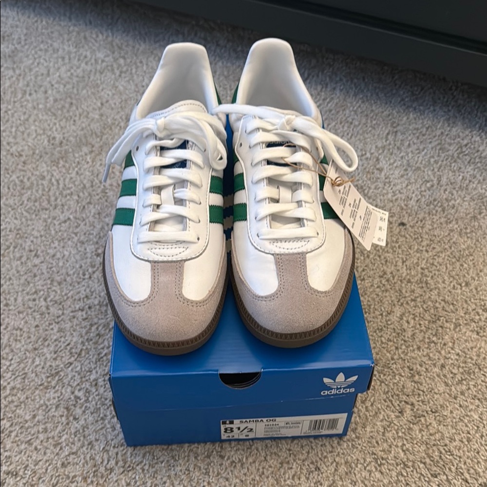 Adidas Samba White and Green Sneakers Brand New - Picture 2 of 6